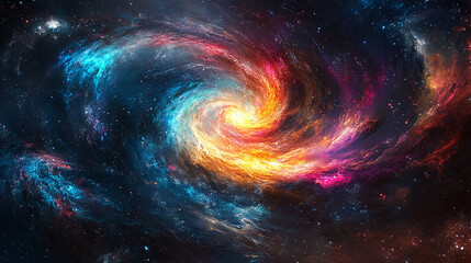 Abstract galaxy with swirling stars and vibrant colors