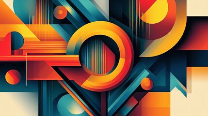 Abstract geometric design with vivid colors and different dynamic shapes