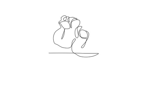 Animated self drawing of Dumplings food video design illustration. Traditional food in simple linear style video design concept. Traditional foods have gained global popularity in world communities.