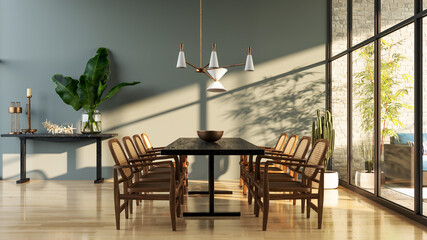 Large luxury modern bright interiors Living room mockup illustration 3D rendering image