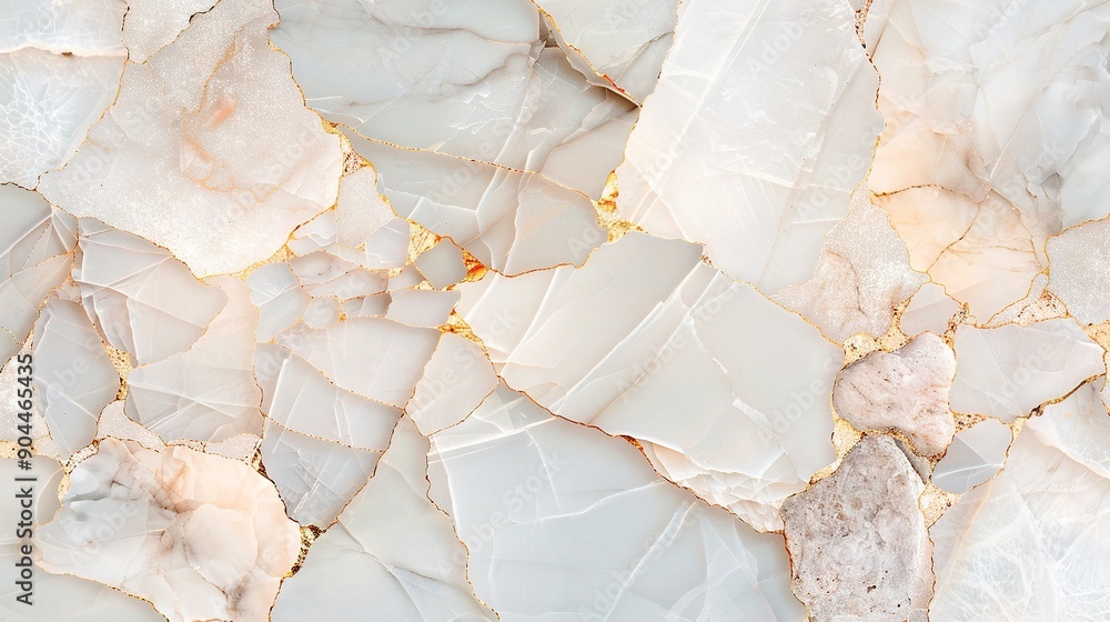 Poster a high-resolution image of a close-up view of a marbled surface with intricate gold and white veinin