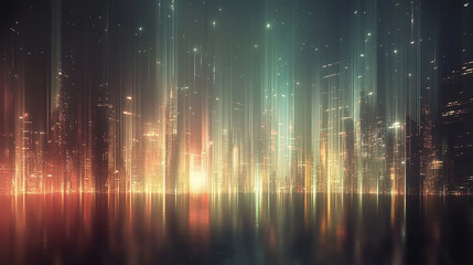 An abstract city skyline made of light beams.