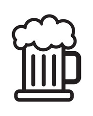Beer mug icon with foam isolated on a white background. Beer mug emoji illustration. Cheer up friend. Lager beer. Have a beer with your friends. Great for pub menu illustrations. Cold drinks concept.	