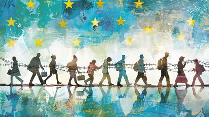 Diverse Group of People Celebrating Freedom of Movement Across Open Borders in Europe