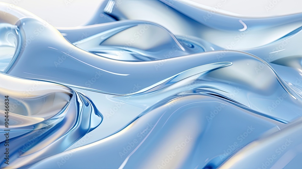 Aufkleber elegant abstract composition of curved blue shapes with glossy glass texture and soft lighting
