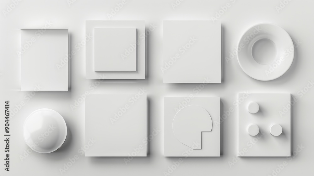 Poster a collection of white objects on a white surface