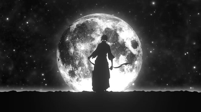 Anime wallpapers for pc, anime character twirling sword against moon