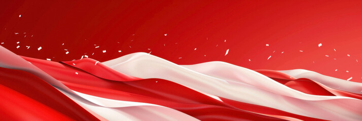 Independence Day of Poland celebration. Polish flag on a red background. Abstract red and white background. Horizontal banner. Free space for text, copy space
