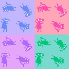 Cartoon animals seamless cats and dogs and fish bones pattern for wrapping paper