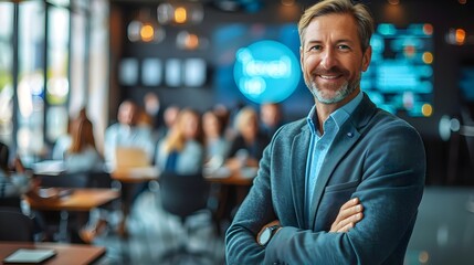 Obraz premium A man in a suit is smiling