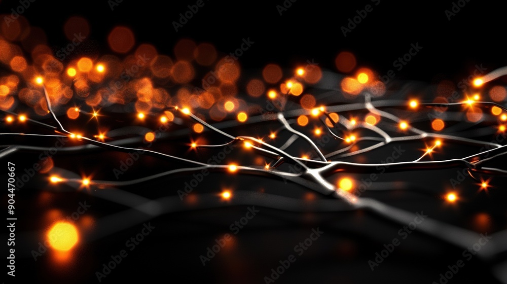 Poster a collection of illuminations on a dark background, featuring hazy reflections within