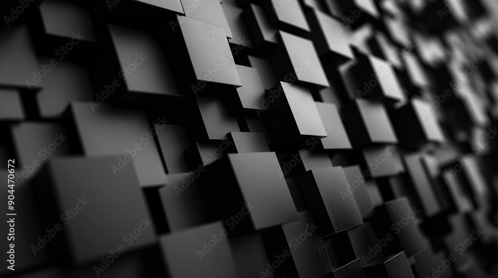 Poster b&w image of a square/rectangle wall with varying size & shape