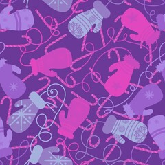 New year winter accessories seamless gloves and snowflakes pattern for fabrics