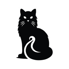Vector cat of silhouette white background (Easy to Change Color, Easy to Save Transparent Image)
