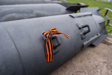 St. George's ribbon on military vehicles. The symbol of victory over Nazi Germany, May 9.