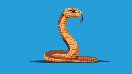 Fototapeta premium Cobra Snake Illustration on a Blue Background, Snake, Reptile, Illustration, Design