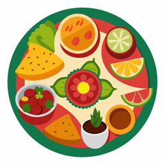 Explore Mexican Cuisine Detailed Illustration of a Diverse Food Platter