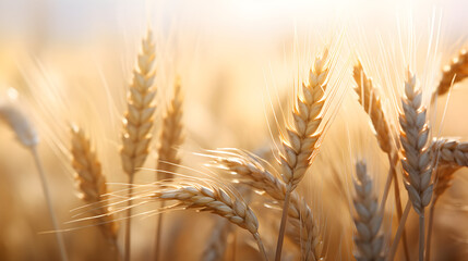 Golden Sunlit Ear of Wheat - A Majestic Depiction of Farming Prosperity and Nature's Abundance