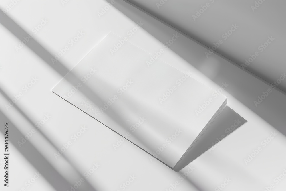 Aufkleber A minimalist image featuring a stack of white paper casting shadows, illustrating simplicity, clarity, and the interplay of light and shadow within a modern setting.