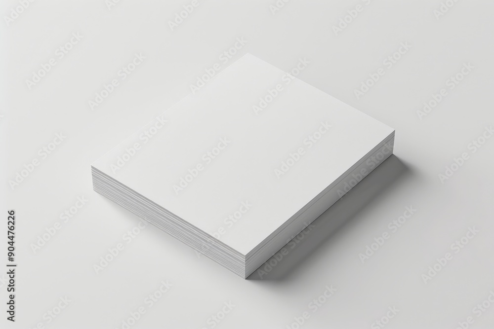 Poster An image showing a stack of blank white paper sheets on a flat surface in a well-lit environment, emphasizing a clean, fresh, and organized workspace ideal for productivity.