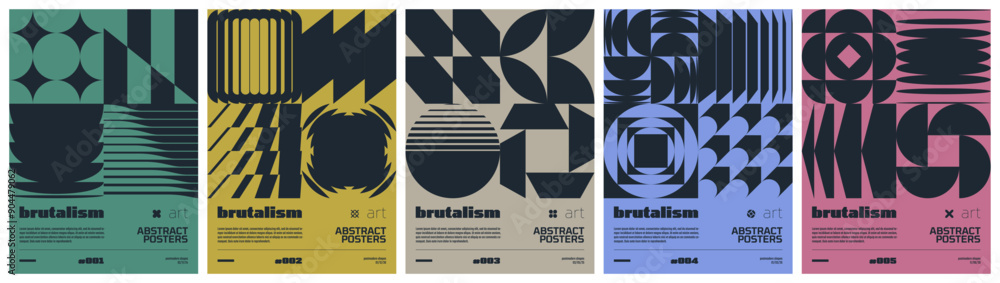 Poster brutalism art colorful trendy poster, abstract geometric composition graphic in y2k aesthetics, vect
