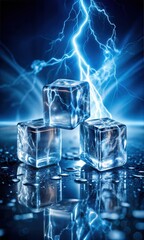 Lightning Bolt Ice Cubes: Solid Frosted Structures with Smooth Geometry and Arctic Chill Surface