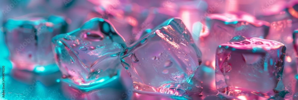 Poster glowing ice cubes in a range of vibrant and eyecatching colors for various occasions
