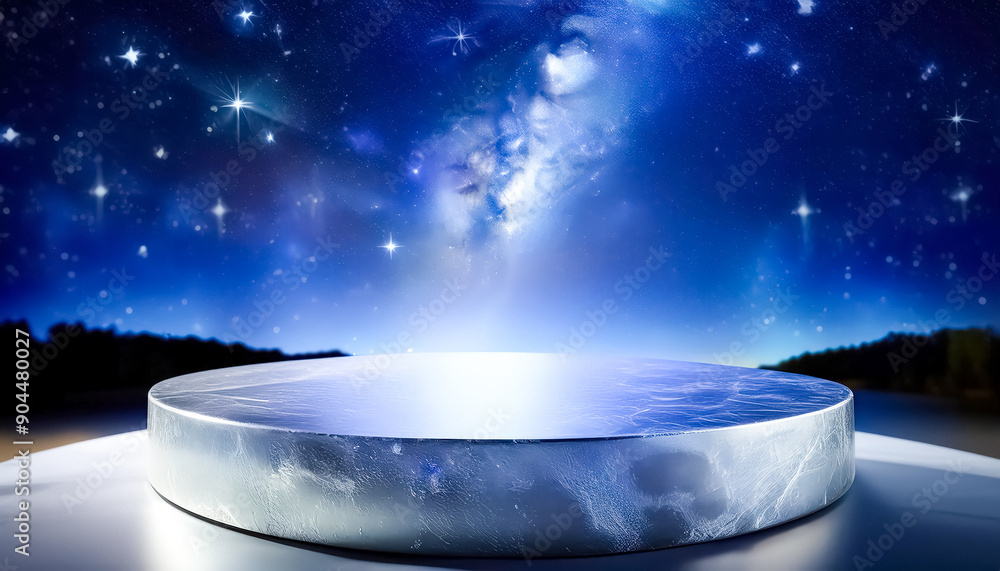 Aufkleber blue abstract night background with round platform