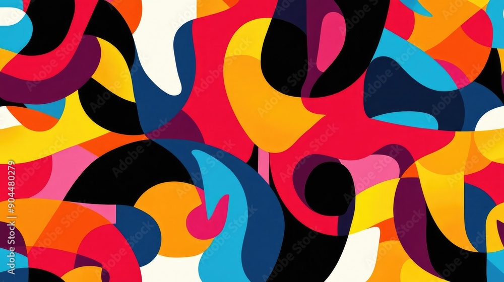 Poster a striking abstract design featuring bold, overlapping colorful patterns