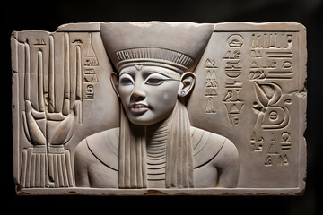 Ancient Hieroglyphic Wall Relief in Egyptian Art Portraying Pharaoh and Symbolic Inscriptions
