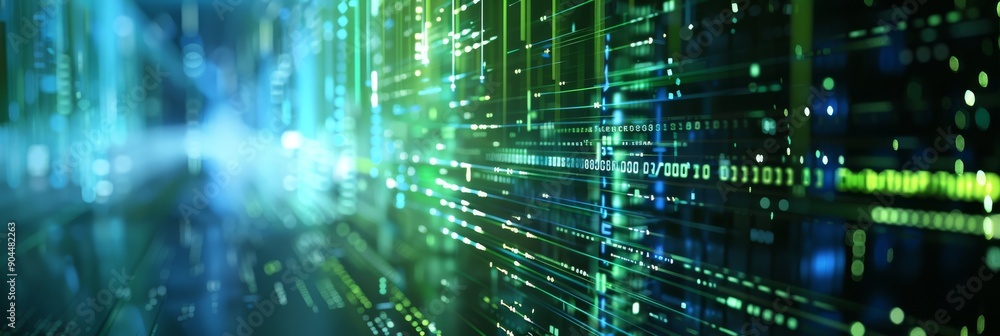 Poster dynamic abstract data network in futuristic cyberspace with encryption and advanced technology