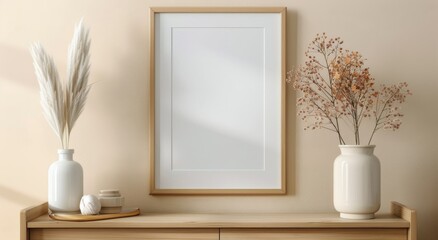 Fototapeta premium Cozy Living Room With Pale Blue Walls and Elegant Decor