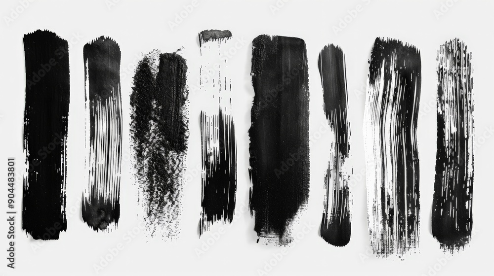 Aufkleber this collection showcases an intriguing variety of textured black brush strokes on a white base, cap