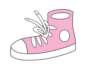 Pink sneaker isolated cartoon doodle vector