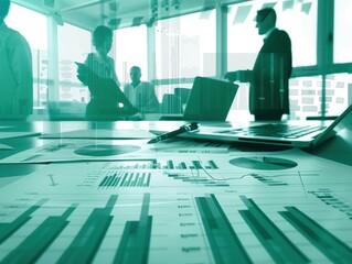 Illustrate a business report cover focusing on financial success through management front view to impress stakeholders technology tone Monochromatic Color Scheme