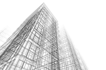 Architectural sketch of a buildings 3d rendering 