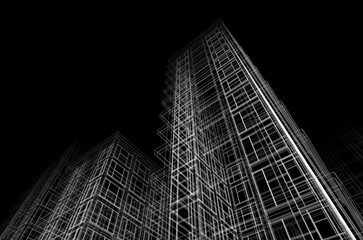 Architectural sketch of a buildings 3d rendering 