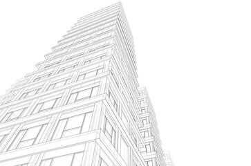Fototapeta premium Architectural sketch of a buildings 3d rendering 