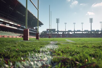 Aerial view of a baseball field from the grass, suitable for sports or outdoor themes