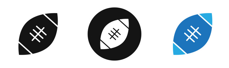 American Rugby ball icon outline collection or set  in black and white