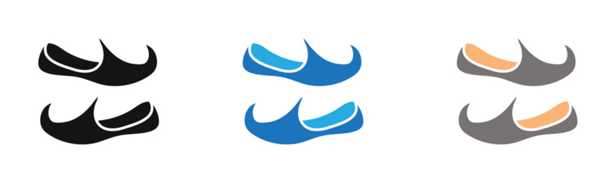 Arabian khussa icon outline collection or set  in black and white