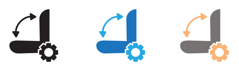 Car seat adjustment icon outline collection or set  in black and white