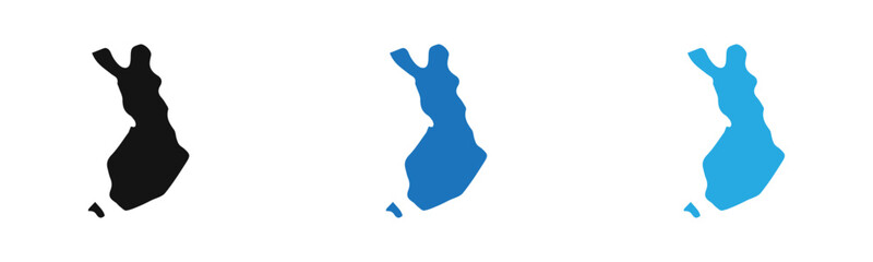 map of Finland icon outline collection or set  in black and white