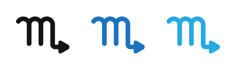 Scorpio zodiac sign icon outline collection or set  in black and white