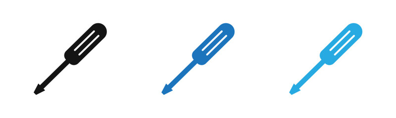 Screwdriver icon outline collection or set  in black and white