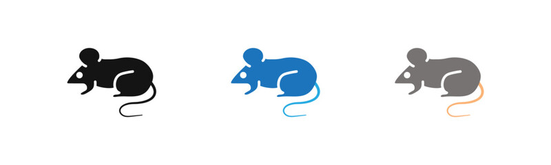 Mouse animal icon outline collection or set  in black and white