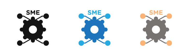 SME small and medium enterprise icon outline collection or set  in black and white