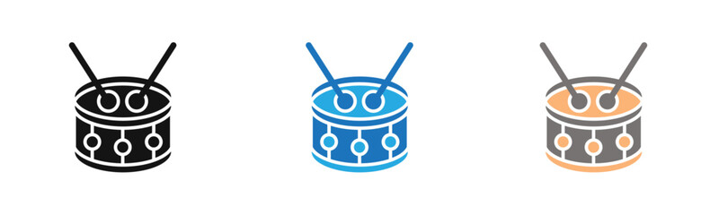 Snare Drum icon outline collection or set  in black and white