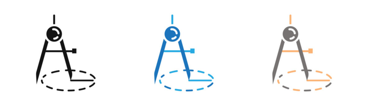 Geometric campass icon outline collection or set  in black and white