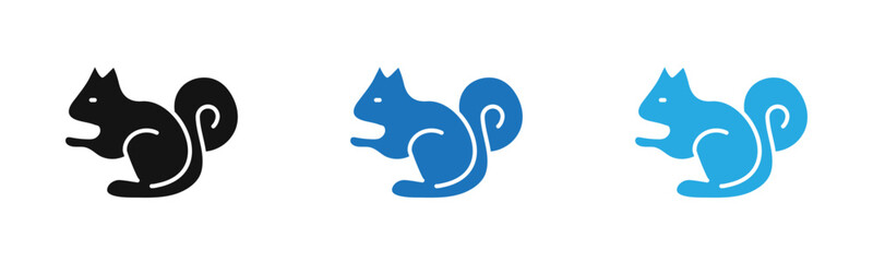 squirrel icon outline collection or set  in black and white